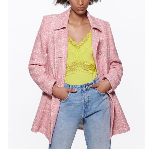 NWT Zara Textured Plaid Coat - Picture 5 of 15